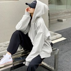 다이노럭스타 남여공용 무지 베이지 데일리 기모 후드집업 1+1