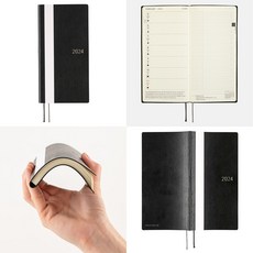 HOBONICHI TECHO 호보니치 테쵸 2024 다이어리 위클리 플래너 WHITE LINE 화이트 라인 [ Weekly / Monthly / 1월 월요일 시작 ] 2색, Black