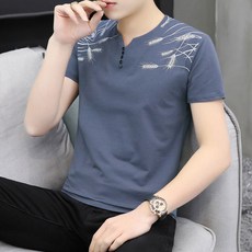 DarjinQD 남자 여름 티셔츠 코튼 반소매 슬림 핏 캐주얼 V 넥 반팔 티셔츠 탑