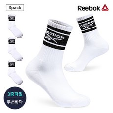 리복 남성 스포츠 프로퍼포먼스파일 배색 로고 크루삭스 3P_WH, 3족세트_WH:FREE