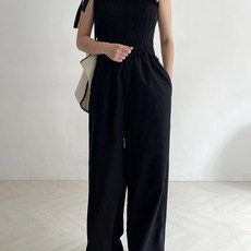 린넨민소매점프수트