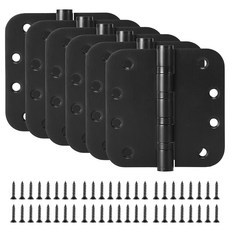 외부 및 내부 문용 6팩 스테인리스 스틸 블랙 도어 힌지 10 6 x 2cm 4 0인치 튼튼한 볼 베어링 1 6cm 5 /8인치 반경 모서리 포함, 실버, 3