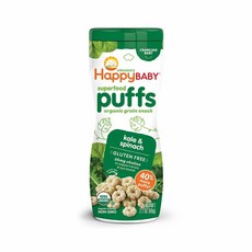 Happy Family Organic Superfood Puffs Kale Spinach 슈퍼푸드 퍼프 케일 시금치 2.1oz, 1개, 1