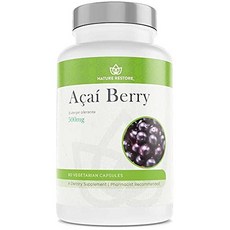 Nature Restore Organic Acai Berry Supplement Freeze Dried 90 Acai Berry Capsules Non GMO Gluten, 1개