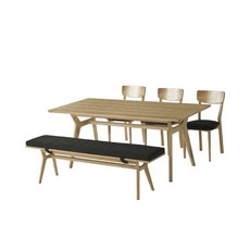 [까사미아] onion 프리코 6인 식탁세트_벤치1EA 의자3EA포함, 6인식탁+3인벤치+의자