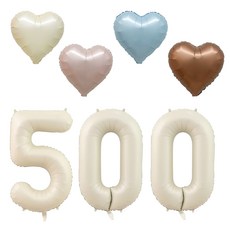 로나파티 크림 숫자 새틴 하트 풍선 셀프 기념일 촬영 특대형 100, 1개, 5. 숫자풍선 크림(특대)/500 + 하트4P