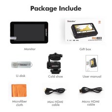 Desview 휴대용 카메라 필드 모니터 R6 UHB 4K HDMI 터치 스크린 2800 IPS 1920x1080 3D Lut 5.5, 한개옵션1, 1개