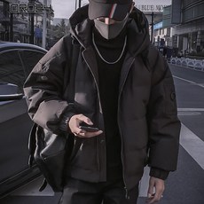 캠핑룩캐주얼 다운 재킷 남성 일본 느슨한 트렌드 짧은 후드 30대남자옷추천