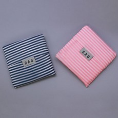 리츠 폴딩백 장바구니 스트라이프 2종 세트, 핑크+블루 스트라이프