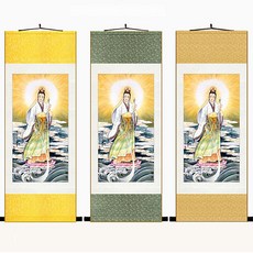불교용품 관세음보살 벽걸이 롤액자 불상 그림, 02 회색
