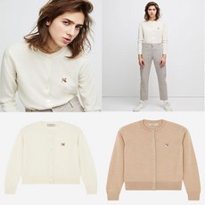 MAISON KITSUNE 메종키츠네 여성 폭스 헤드 패치 메리노스 가디건 EW00559KT1036