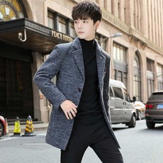 남성 모직 빅사이즈 싱글 하프코트 반코트 겨울 남자