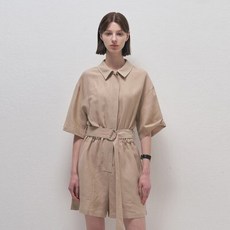 Hidden Belt Jumpsuit - Beige