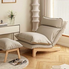 무인양품스타일 높이조절의자 낮잠의자 리클라이너 쇼파 무지 안락의자 1인용, 그레이(싱글체어) + 페달