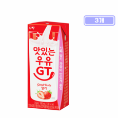남양 맛있는 우유 GT 딸기 멸균우유, 3개, 180ml