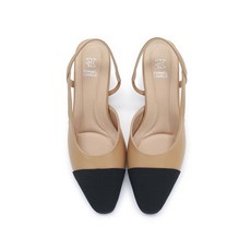 [포멜카멜레] 앞코 콤비 베이지 슬링백 4CM (FJY1F1SG306S1)