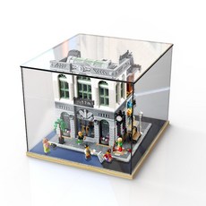 폰영 10251 벽돌 뱅크 블록 전시함 블로킹 룩 LEGO 전용 아크릴 투명, 10251 벽돌 뱅크 28 *28 *, 블랙 밑받침 LED 고리 등불의 종류
