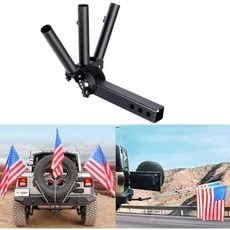 Universal Foldable Hitch Mount 3 Flag Pole Holder Compatible with Jeep SUV RV Pickup Truck with Stan