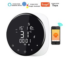 Tuya Alexa Google Home과 연동되는 WiFi 스마트 온도 조절기 16A 전기 바닥 난방 프로그램 가능 APP 리모컨, 없음