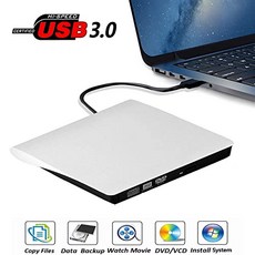 외장형 DVD 드라이브 노트북 용 USB 3.0 휴대용 CD DVD -RW 드라이브 CD ROM 버너 노트북 데스크탑 컴퓨터와 호환되는 DVD 플레이어 Windows Linux OS Apple Mac White, 본상품