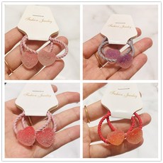 2Pcs 사랑 별 소녀 헤어 액세서리 어린이 고무 밴드 Scrunchies 탄성 헤어 밴드 머리띠 장식 넥타이 껌|여성용 헤어 액세사리|