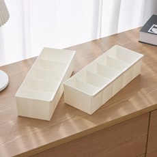 EZLIVING 格子格子連接型抽屜內衣收納盒 寬型, 象牙白, 8個