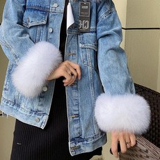 겨울 여성 퍼 목도리 진짜 여우 모피 코트 팔찌 반지 소매 손목 세트 옷 커프 모피 손목 흑백 사용자 정의 할 수 있습니다 여자 털 스카프 숄