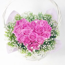 [엔젤스플라워] 축하 꽃바구니 공기정화 관엽식물 꽃배달서비스, F16_솔리드 핑크하트 일반형