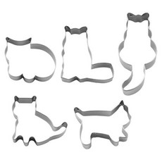 귀여운 고양이 쿠키 커터 몰드 샌드위치 과일 모양 비스킷 DIY 베이킹 도구 5개