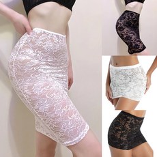 h라인 시스루 미디 스커트 여성 속치마 투명 망사 섹시 레이스 치마, 미디블랙