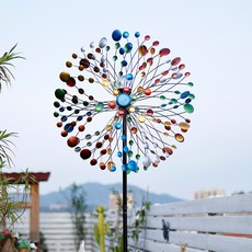 철제 대형 바람개비 정원 조형물 무지개색 회전 다파르마, 01.1.9m 다채로운 태양풍차
