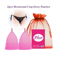 Yilan 생리컵 안전한 실리콘 월경컵 의약외품 실리콘 생리 컵, 2pcs-Briefs-핑크, L, 1개