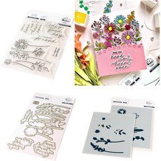 화 꽃다발 금속 절단 다이 투명 스탬프 핫 포일 스텐실 스크랩북 장 DIY 금형 공예, H0592, hot foil, 1개