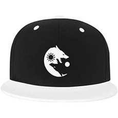 남자 여자 늑대와 음양 조절 Snapback 모자 중성 힙합 야구모 트럭 운전사 아빠모, 흰색, 단일 크기, 1개 - 늑대모자