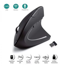 버티컬마우스 인체공학 저소음 무선 인체 공학적 수직 2GHz 광학 3 DPI 조절 가능 800 1200/1600 6 버튼 노트북 PC 컴퓨터 데스크탑용
