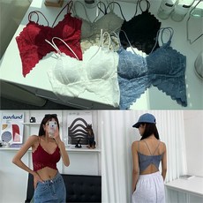 [오노마] ONM 나비레이스브라탑 여성속옷 패드 컬러 슬림 스판 볼륨