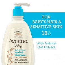 Aveeno Baby Daily Moisture Bath Body Wash & Shampoo Liquid Soap Oat Extract 18 fl oz, 1개