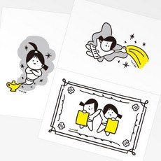 일러스트 미니 행운 럭키 부적 엽서 postcard 인테리어, 2 미니미니 지니