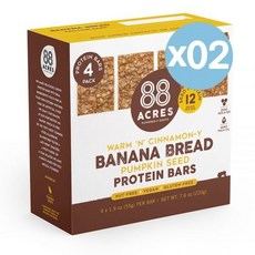 88 Acres 88에이커 펌프킨 시드 프로틴 바 바나나 브레드 12g 함유 55g 4개입 220g 2팩 Pumpkin Seed Protein Bar | Banana Bread