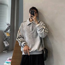 패션 루즈한 새로운 트렌디한 일상룩 맨투맨 폴로넥