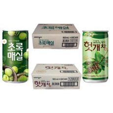 [웅진]초록매실180mlx(30캔)+웅진헛개차180mlx(30캔)(총60캔), 60개, 180ml