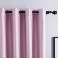 Topfinel Modern Solid Damask 100% 거실 용 블랙 아웃 커튼 침실 창문 부드러운 실크 블라인드 완료 드레, 06 Pink_10 W100xH130cm_03 Pull Pleated Tape