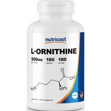 뉴트리코스트 L 오르니틴 500mg 캡슐 180캡슐 1서빙 500mg 180회분 L-Ornithine Capsules [180 CAPS], 1개, 180정