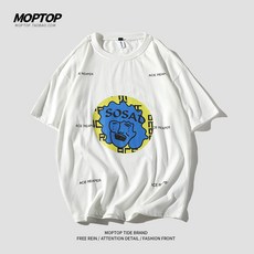 레이몰 MOPTOP 남자여름스트릿옷 패턴 플라워 프린트 라운드넥 트렌드 남자저고리