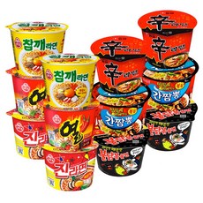 컵라면 세트 (진라면 매운맛2개 + 열라면2개 + 신라면2개 + 불닭볶음면2개 + 간짬뽕2개 + 참깨라면2개), 1세트