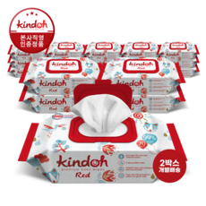[2BOX] 킨도 아기 물티슈 레드 일반형 20팩 (1400매), 70매 x 20팩