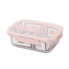위녹스 직사각 3칸 칸막이 내열유리 찬통 1040ml (825ml), 1p, 화이트