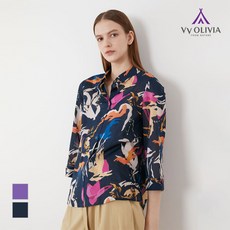 올리비아로렌 아사 프린트 블라우스_VVCNL3M4486