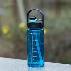 휴대용 대용량 누수 방지 스포츠 물병 경량 물주전자 시간 표시, 4.blue-3L, 1개