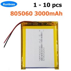 805060 폴리머 리튬 LiPo 충전식 배터리 MP3 GPS DVD 전자책 태블릿 PC 스피커 카메라 패드 3.7V 3000mAh, 03 1 pcs